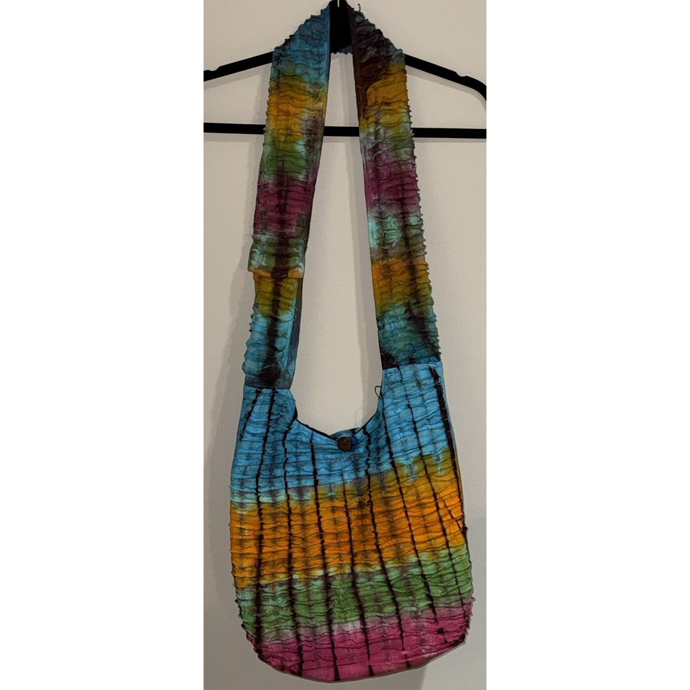 Rising International Women's Sling Shoulder Bag Tie Dye Boho Rainbow Ruffled